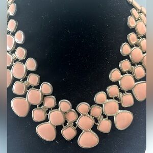 Cookie Lee Brand Signed Women Statement Necklace Bib With pastel pink
